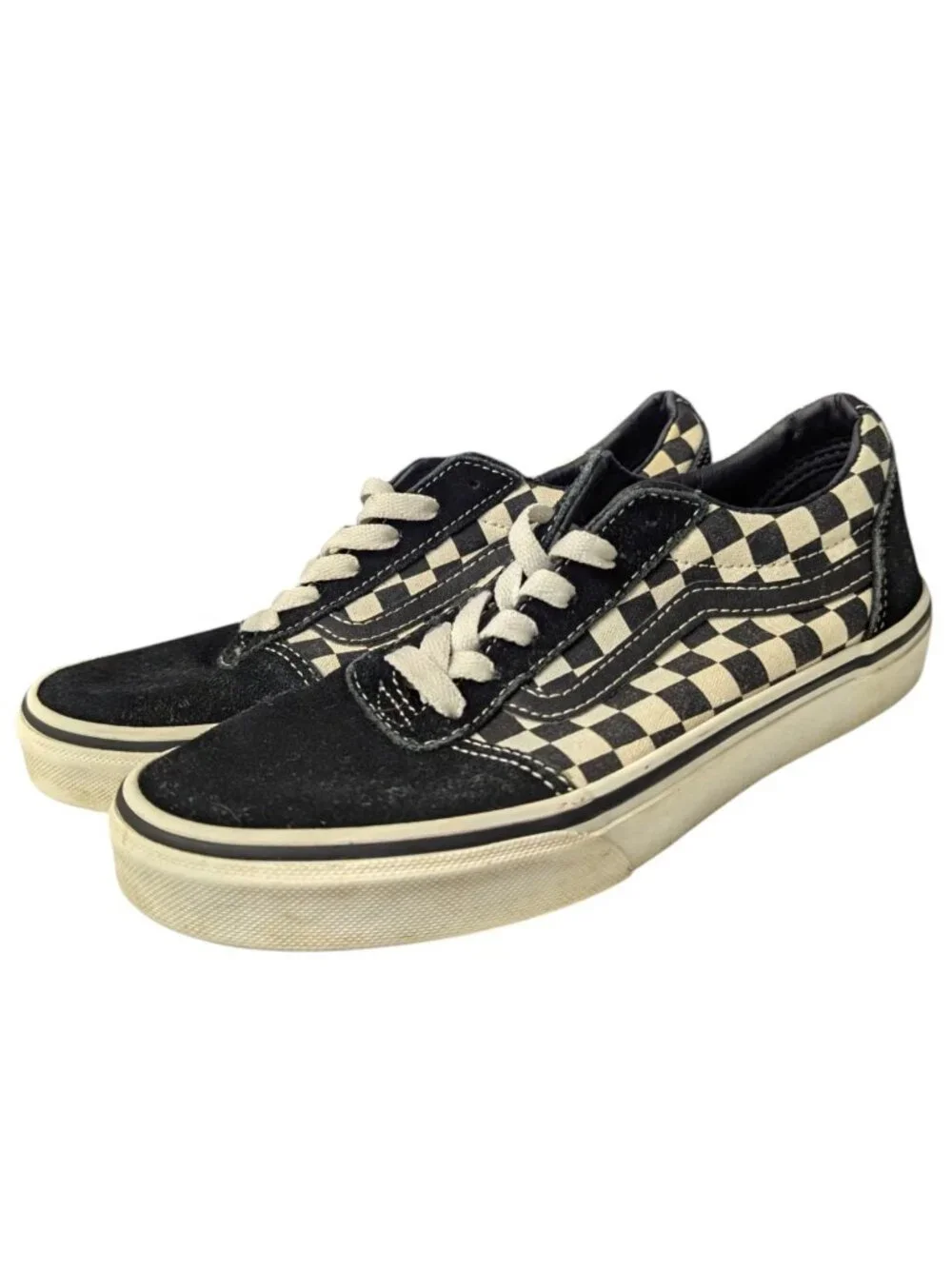 Vans Old Skool Check Sneakers Checkerboard Skater Shoes Youth Size 3.5 Black